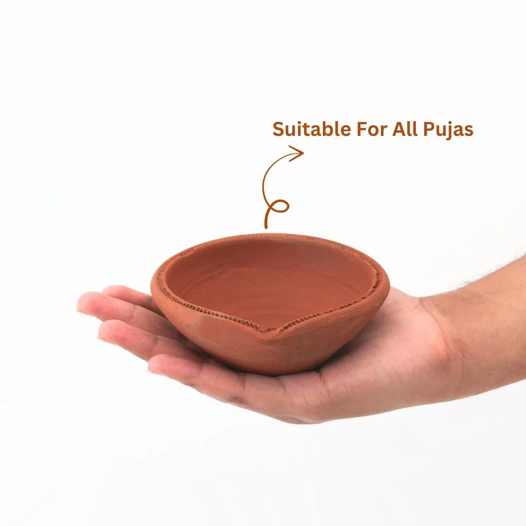 Handcrafted Akhand Diya – Clay/Mitti ka Diya for Pooja & Diwali (1 Pc & 2 Pcs) - Image 3